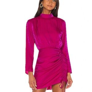 Finders Keepers Pink Asymmetrical Ruched Dress